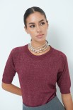 MAGLIA MEZZA MANICA LUREX BORDEAUX