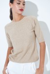 MAGLIA MEZZA MANICA LUREX CAMMELLO