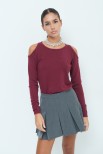 MAGLIA CUT OUT SPALLE BORDEAUX