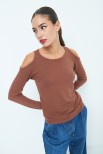 MAGLIA CUT OUT SPALLE COFFEE