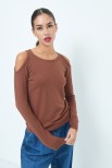 MAGLIA CUT OUT SPALLE COFFEE