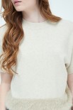 MAGLIA MEZZA MANICA PELLICCIA BEIGE