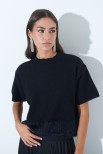 MAGLIA MEZZA MANICA PELLICCIA NERO