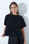 MAGLIA MEZZA MANICA PELLICCIA NERO