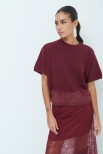 MAGLIA MEZZA MANICA PELLICCIA BORDEAUX