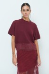 MAGLIA MEZZA MANICA PELLICCIA BORDEAUX