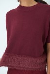 MAGLIA MEZZA MANICA PELLICCIA BORDEAUX