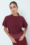 MAGLIA MEZZA MANICA PELLICCIA BORDEAUX