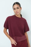 MAGLIA MEZZA MANICA PELLICCIA BORDEAUX