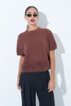 MAGLIA MEZZA MANICA PELLICCIA COFFEE