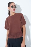 MAGLIA MEZZA MANICA PELLICCIA COFFEE