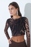 TOP CROP TULLE LEOPARDATO