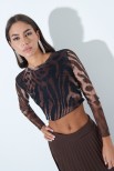 TOP CROP TULLE LEOPARDATO