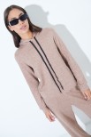 MAGLIA OVERSIZE CAPPUCCIO LUREX CAMMELLO