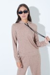 MAGLIA OVERSIZE CAPPUCCIO LUREX CAMMELLO