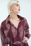 CAMICIA OVER STAMPA GEORGETTE VINO