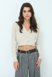 CARDIGAN CROP BOTTONI GIOIELLO BEIGE