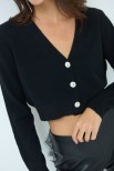 CARDIGAN CROP BOTTONI GIOIELLO NERO