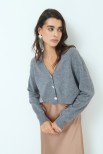 CARDIGAN CROP BOTTONI GIOIELLO GRIGIO