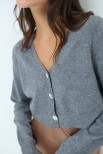 CARDIGAN CROP BOTTONI GIOIELLO GRIGIO