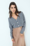 CARDIGAN CROP BOTTONI GIOIELLO GRIGIO