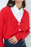 CARDIGAN CROP BOTTONI GIOIELLO ROSSO