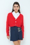 CARDIGAN CROP BOTTONI GIOIELLO ROSSO