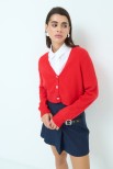 CARDIGAN CROP BOTTONI GIOIELLO ROSSO