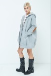 CARDIGAN FELPA CON TOPPE E PATCH GRIGIO