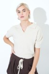 MAGLIA MEZZA MANICA COLLETTO BEIGE