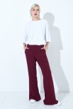 PANTALONE FLARE CON ELASTICO DIETRO BORDEAUX