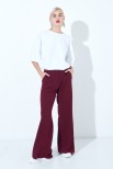 PANTALONE FLARE CON ELASTICO DIETRO BORDEAUX