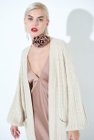 CARDIGAN A TRECCIA MANICA AMPIA BEIGE