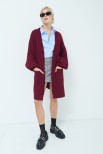 CARDIGAN A TRECCIA MANICA AMPIA BORDEAUX