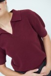 MAGLIA MEZZA MANICA COLLETTO BORDEAUX