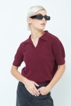 MAGLIA MEZZA MANICA COLLETTO BORDEAUX