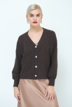 CARDIGAN CON BOTTONE GIOIELLO MORO