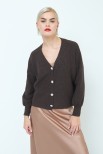 CARDIGAN CON BOTTONE GIOIELLO MORO