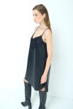 ABITO MIDI SPALLINI CON PIZZO SCOLLO NERO