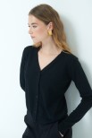 CARDIGAN BASIC SCOLLO V NERO