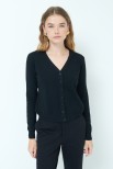 CARDIGAN BASIC SCOLLO V NERO