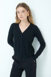 CARDIGAN BASIC SCOLLO V NERO