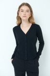 CARDIGAN BASIC SCOLLO V NERO