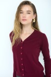 CARDIGAN BASIC SCOLLO V BORDEAUX