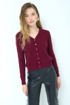 CARDIGAN BASIC SCOLLO V BORDEAUX