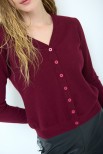 CARDIGAN BASIC SCOLLO V BORDEAUX