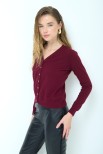 CARDIGAN BASIC SCOLLO V BORDEAUX