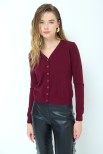 CARDIGAN BASIC SCOLLO V BORDEAUX