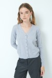 CARDIGAN BASIC SCOLLO V GRIGIO