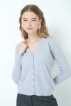 CARDIGAN BASIC SCOLLO V GRIGIO